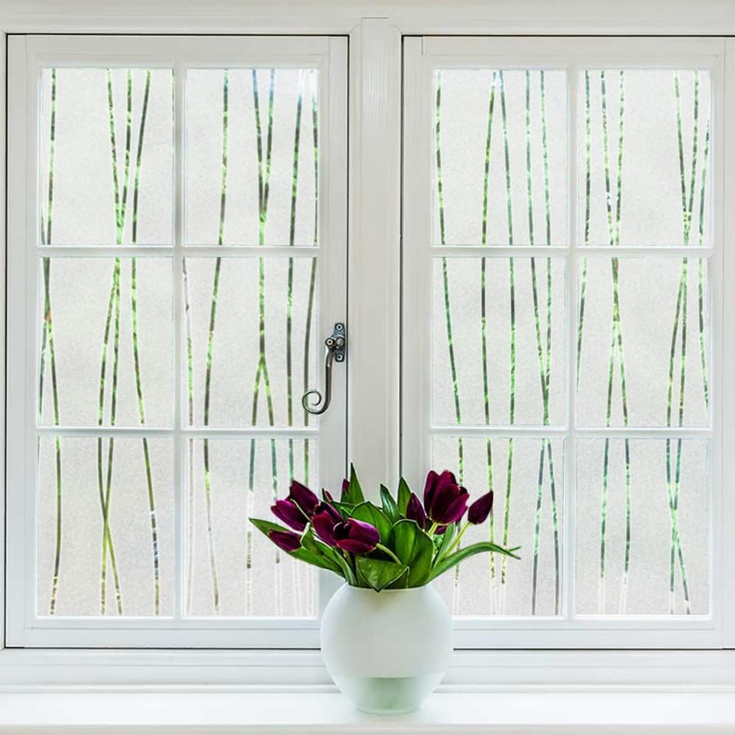 Home Bathroom Window Tint - ฟิล์มติดกระจกกันมองเห็นลายทางแบบด้าน ติดด้วยไฟฟ้าสถิต ไม่ต้องใช้กาว สติกเกอร์ตกแต่งกระจก ป้องกันรังสียูวี สำหรับห้องน้ำและบ้าน