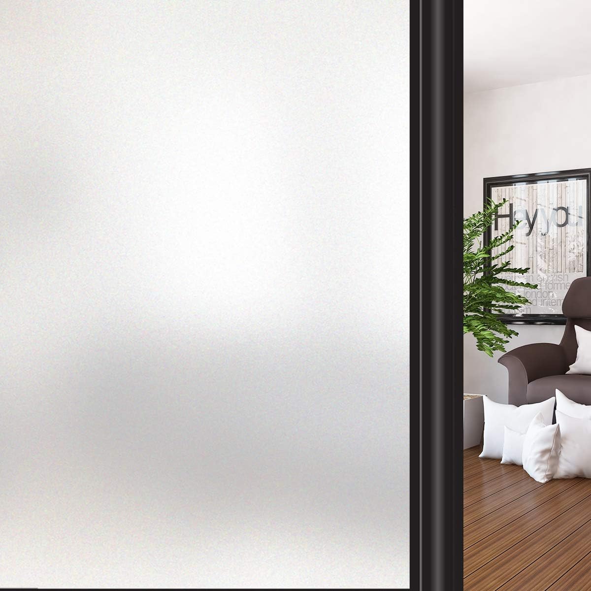 Home Bathroom Window Tint - ฟิล์มกรองแสงแบบฝ้าสำหรับความเป็นส่วนตัว ติดตั้งง่ายด้วยระบบสูญญากาศ ใช้ซ้ำได้ ควบคุมความร้อน ป้องกันรังสียูวี สำหรับหน้าต่างบ้าน