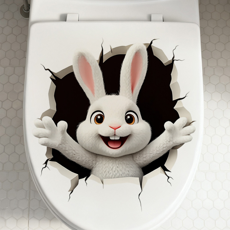 Home Bathroom Tiles Design - สติกเกอร์ติดผนัง 2 มิติ ลายสัตว์น่ารักธีมอีสเตอร์ 1 ชิ้น