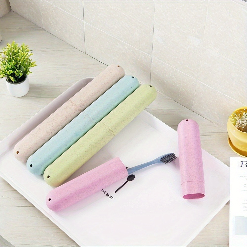 Toothbrush Holder Set - 2 ชิ้น/ชุด กล่องใส่แปรงสีฟันแบบพกพา น้ำหนักเบา ใช้สำหรับเดินทาง ระบายอากาศได้ดี