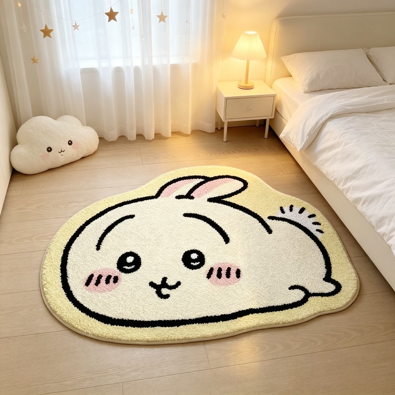 Home Bathroom Floor Mats - -ชิอิคาวะ！！！ พรมการ์ตูนอนิเมะ ฮาจิวาเระ อุซากิ พรมปูพื้นขนนุ่ม พรมกันลื่นสำหรับห้องน้ำ