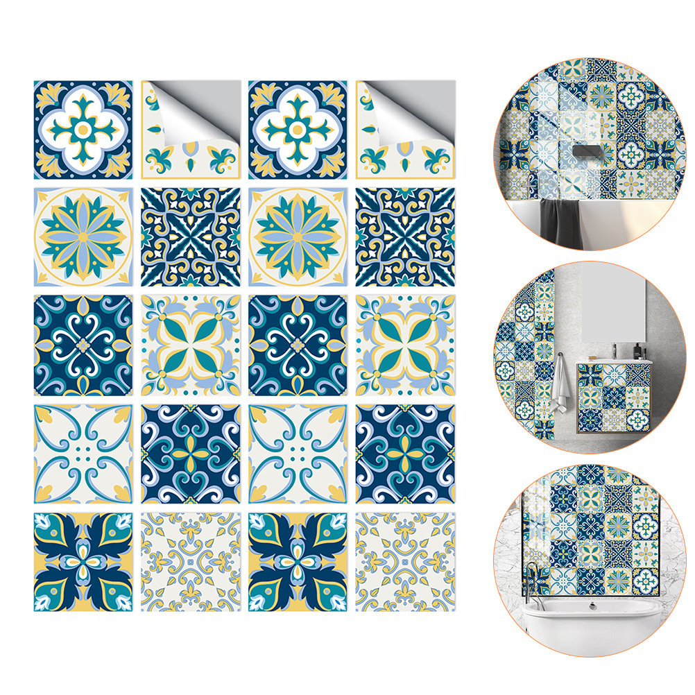 Home Bathroom Tiles Design - สติ๊กเกอร์ติดกระเบื้อง PVC แบบลอกออกได้ 20 ชิ้น กันน้ำ