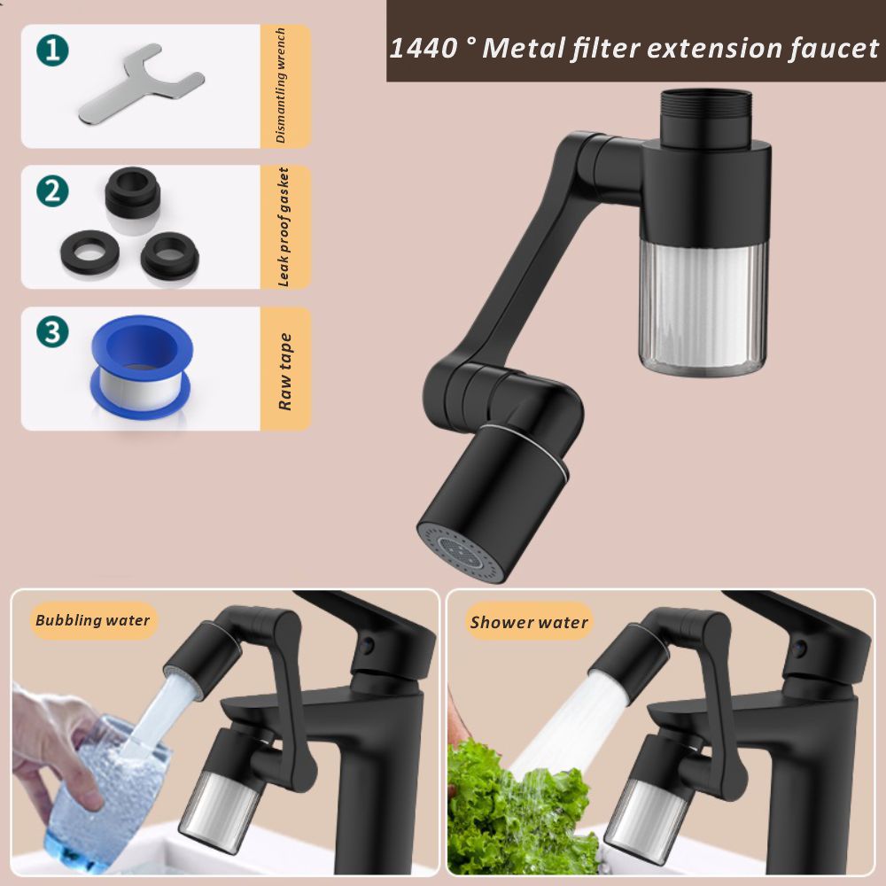 Home Bathroom Faucets - ใหม่ สีดํา 1440 ° หมุนได้พร้อมตัวกรอง 2