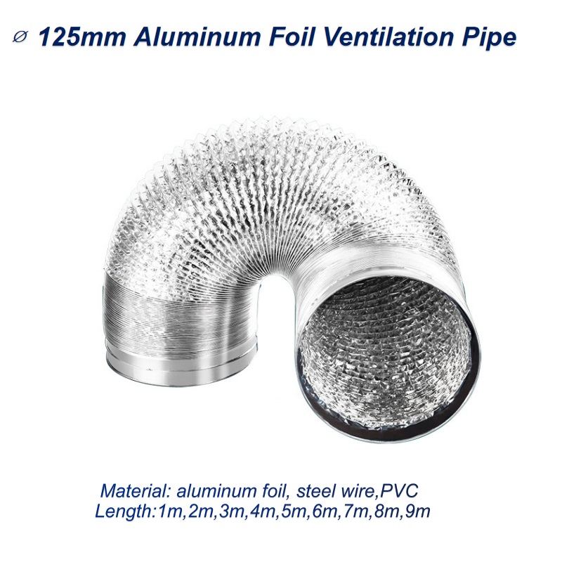 Home Bathroom Vent - สายอากาศอลูมิเนียมฟอยล์125มม., ท่อควันปรับขนาดได้ท่อระบายควันสำหรับใช้ในห้องครัว