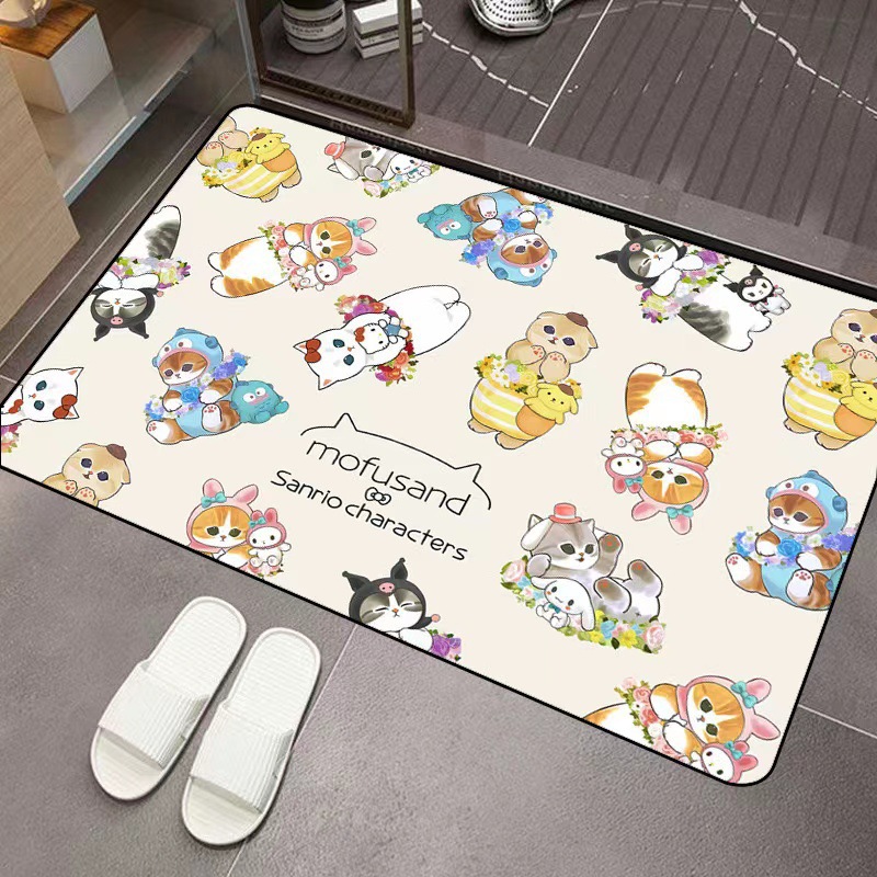 Home Bathroom Floor Mats - แผ่นรองพื้นดูดซับน้ำลายไดอะตอม ลายการ์ตูนมอฟุซังด์ ป้องกันลื่น สำหรับห้องน้ำ ทางเข้าบ้าน แห้งเร็ว