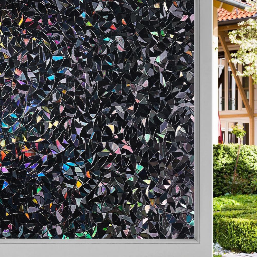 Home Bathroom Window Tint - 3D สีดํา Rainbow Window Blackout ฟิล์มความเป็นส่วนตัว