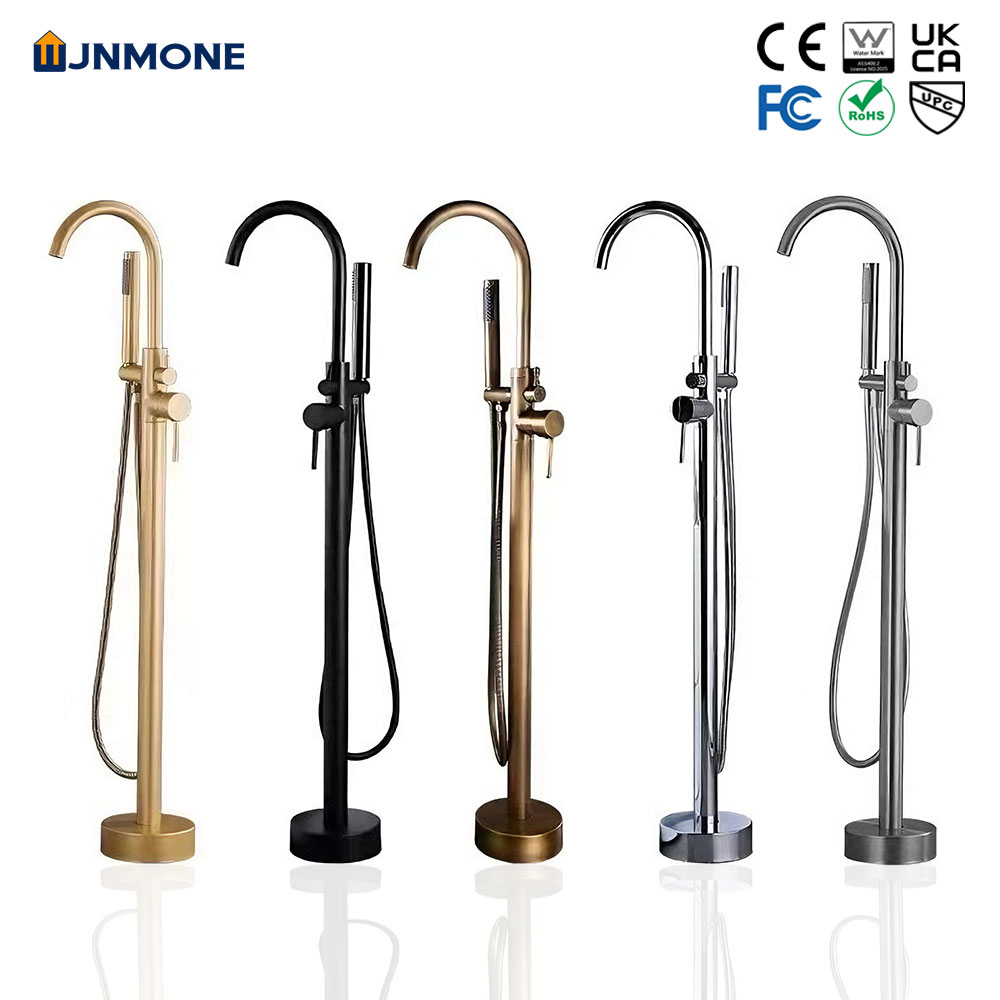 Home Bathroom Faucets - ก๊อกน้ําอ่างอาบน้ําอิสระทองเหลืองหรูหราทันสมัยชุดด้ามจับคู่ 360 ° หมุนห้องน้ําผสมอ่างอาบน้ํา 2 ฟังก์ชั่นก๊อกน้ําอาบน้ํา