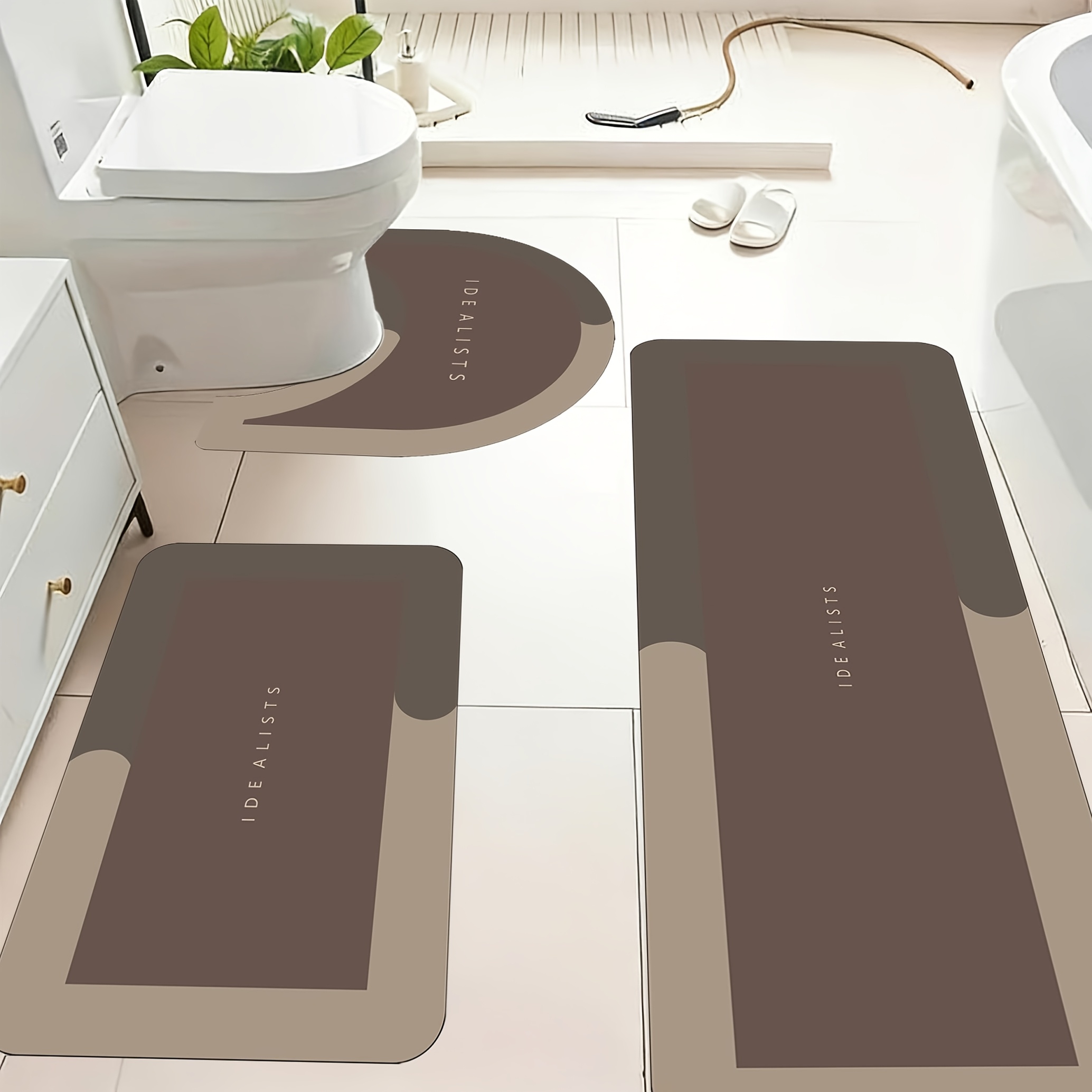 Home Made Bathroom Vanity - ชุดพรมเช็ดเท้าห้องน้ำสไตล์มินิมอลสมัยใหม่ พรมปูพื้นห้องน้ำ อุปกรณ์ตกแต่งห้องน้ำ กันลื่น ของตกแต่งบ้าน พรมปูพื้นห้องน้ำ