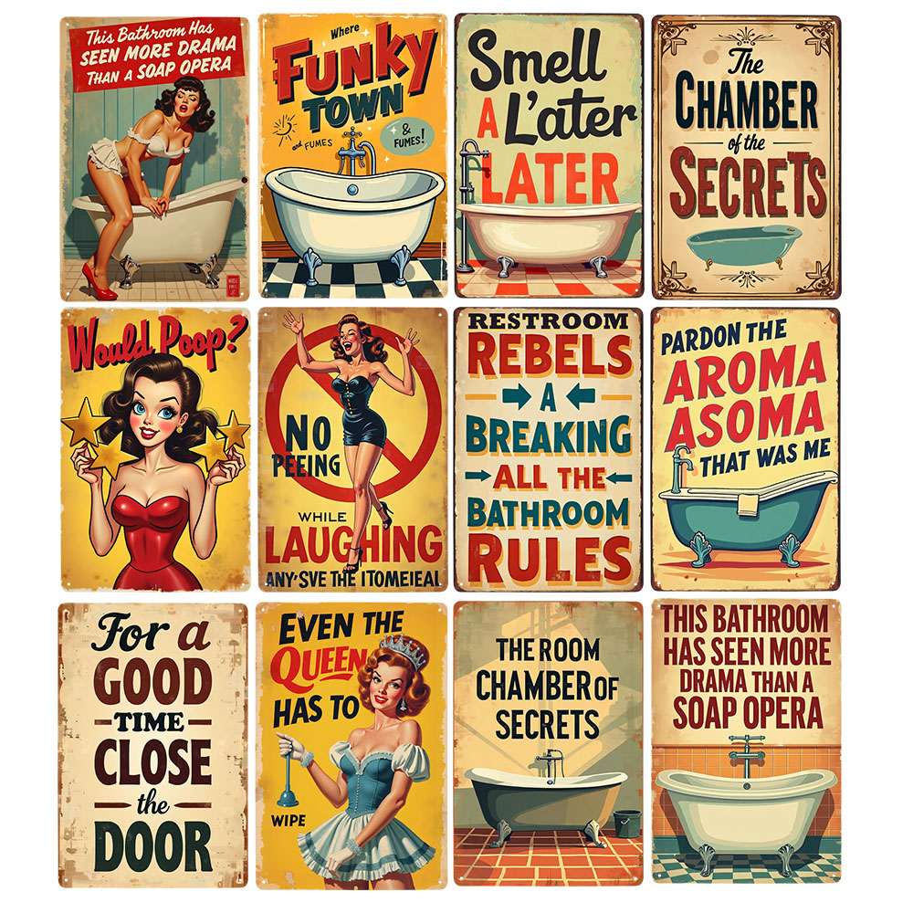 กฎห้องน้ำตลกๆ ป้ายโลหะวินเทจ ข - Home Decor Bathroom Ideas บทวิจารณ์และราคา