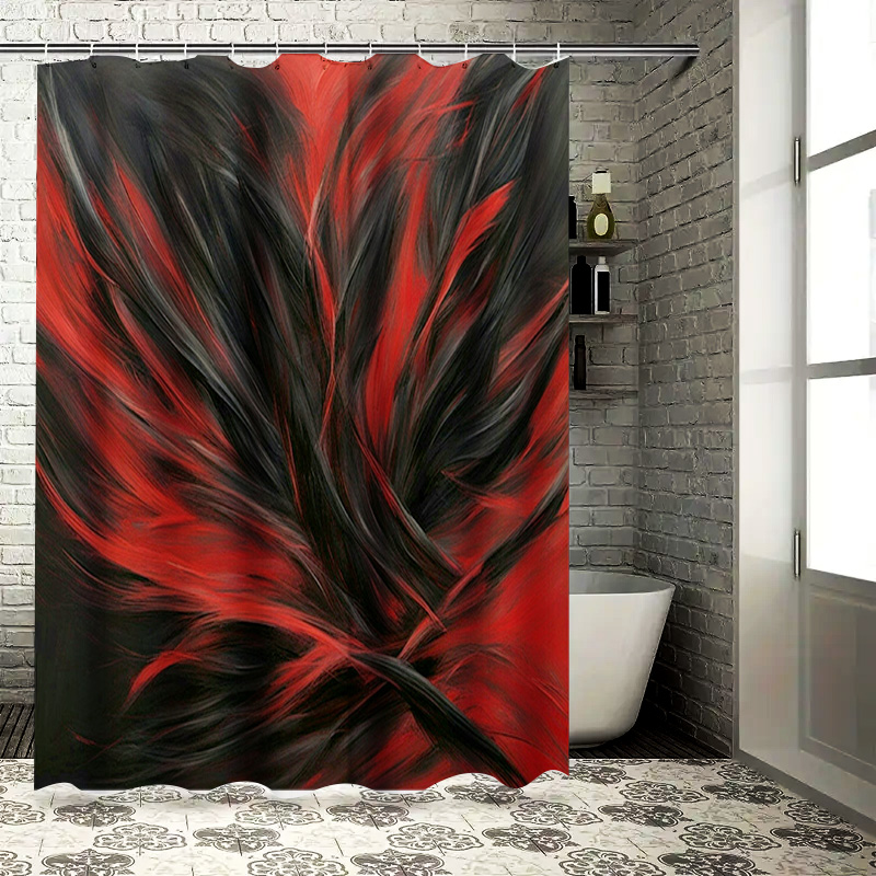 สีแดงและสีดําบทคัดย่อพิมพ์ผ้าม - Home Decor Bathroom Ideas บทวิจารณ์และราคา