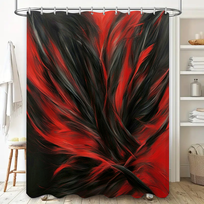 สีแดงและสีดําบทคัดย่อพิมพ์ผ้าม - Home Decor Bathroom Ideas บทวิจารณ์และราคา
