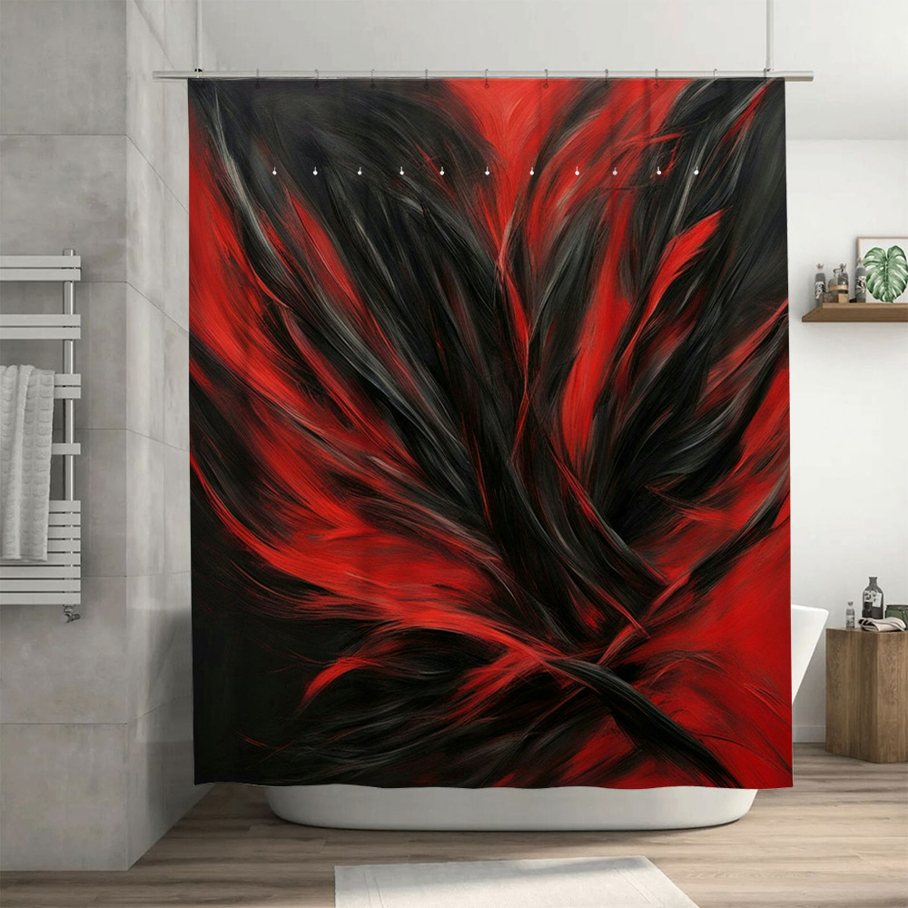 สีแดงและสีดําบทคัดย่อพิมพ์ผ้าม - Home Decor Bathroom Ideas บทวิจารณ์และราคา
