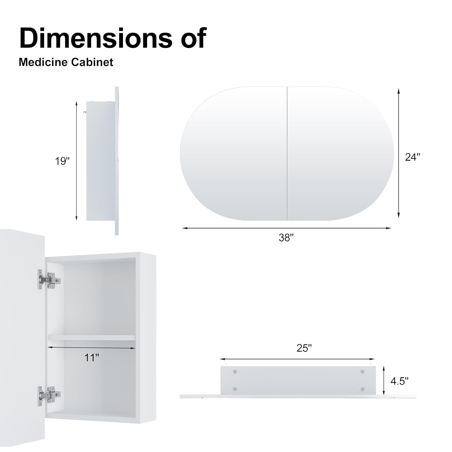 ตู้ยาในห้องน้ำทรงวงรีพร้อมกระจ - Bathroom Cabinet Mirror บทวิจารณ์และราคา