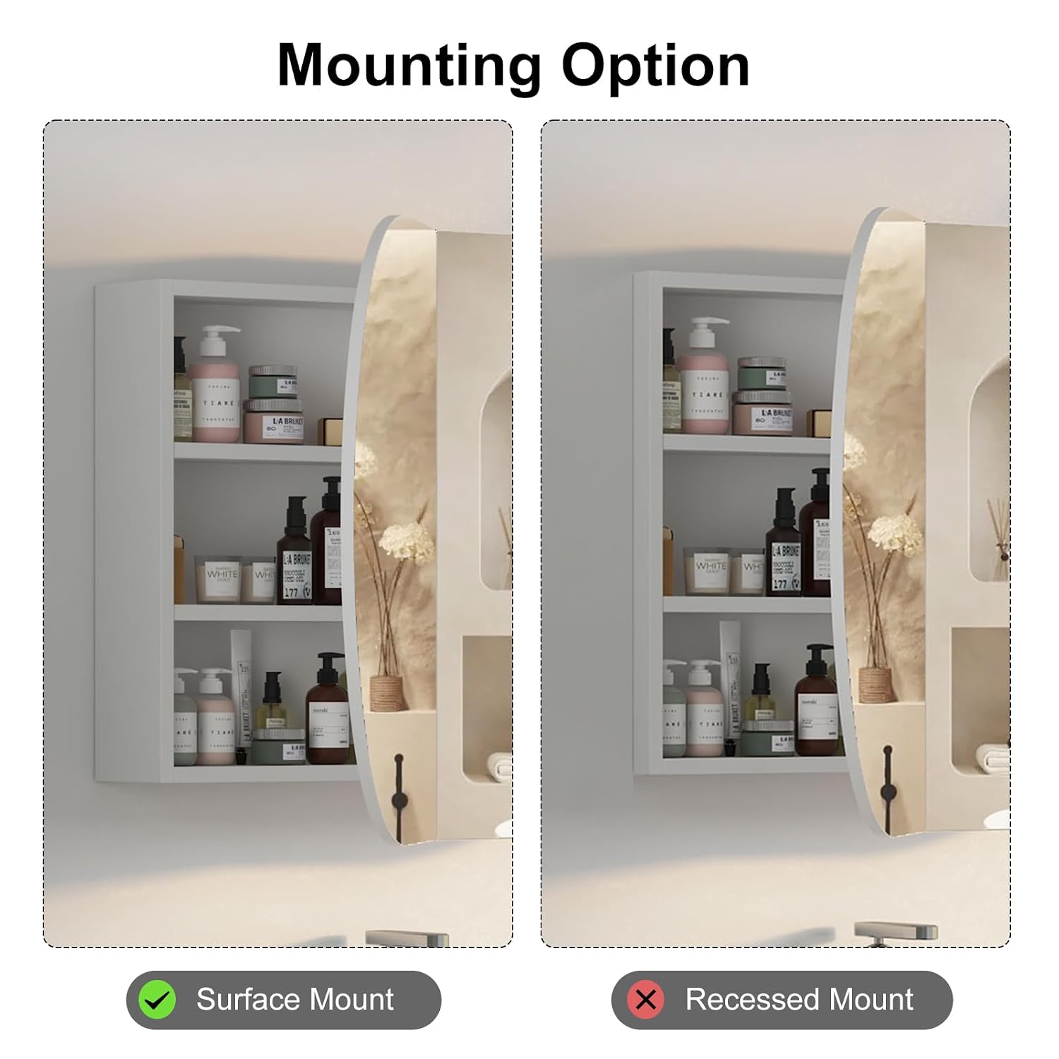 ตู้ยาในห้องน้ำทรงวงรีพร้อมกระจ - Bathroom Cabinet Mirror บทวิจารณ์และราคา