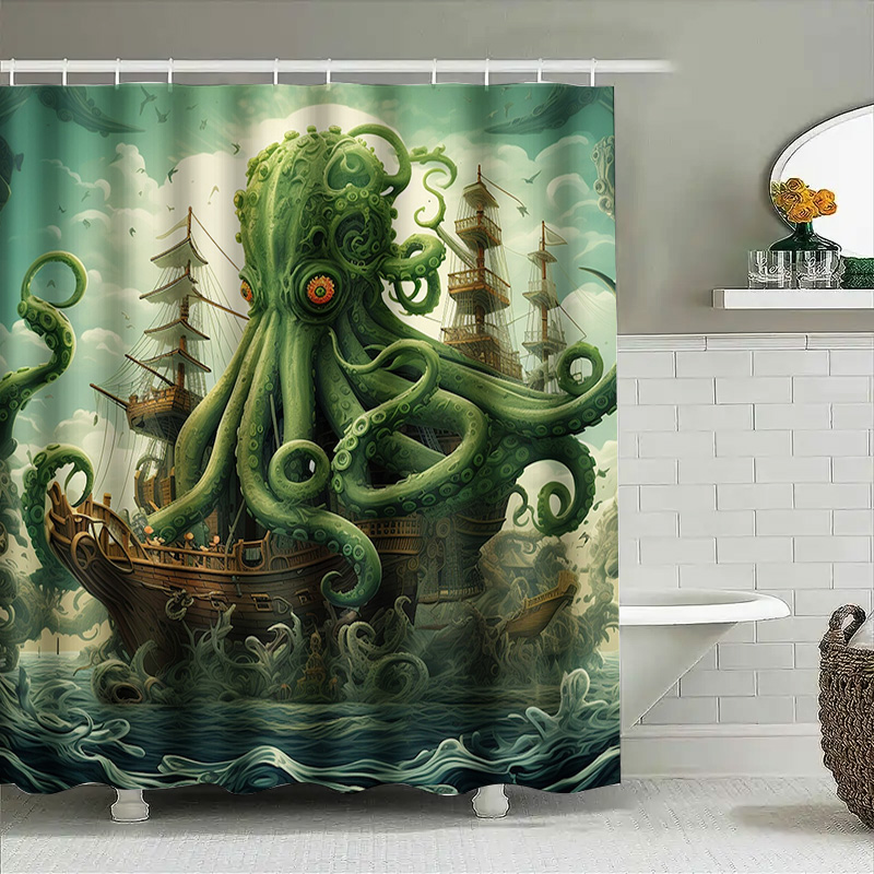 Octopus เรือผ้าม่านอาบน้ํา Sur - Home Decor Bathroom Ideas บทวิจารณ์และราคา