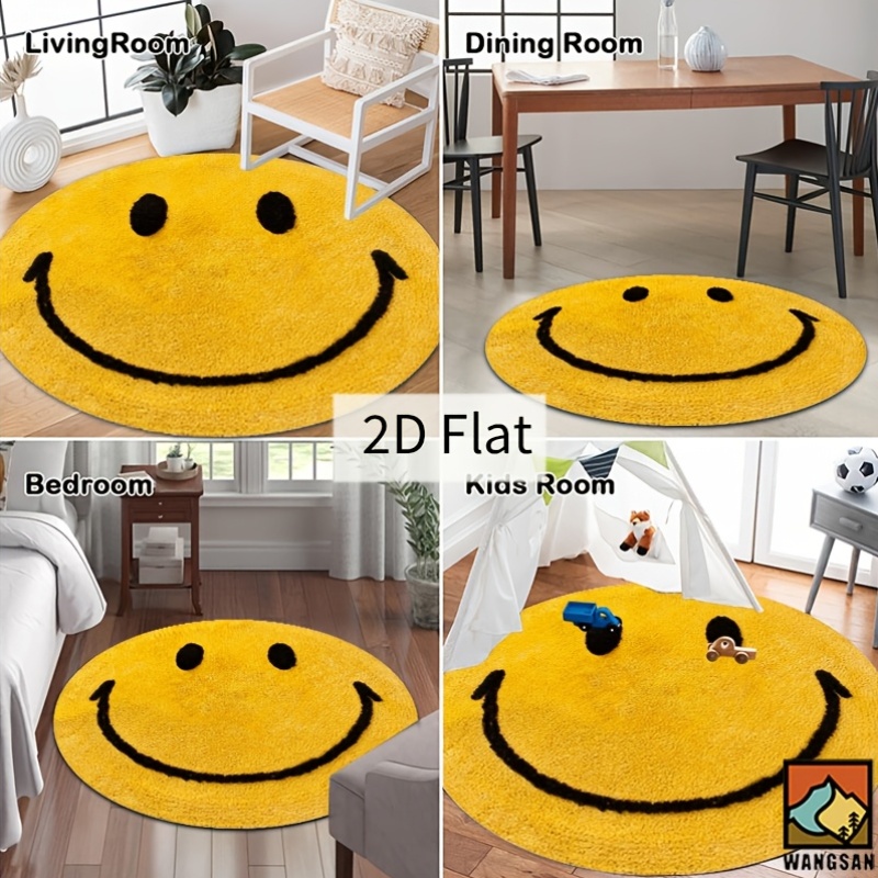 พรมผ้าสักหลาดทรงกลม 2 มิติ ลาย - Home Bathroom Floor Mats บทวิจารณ์และราคา