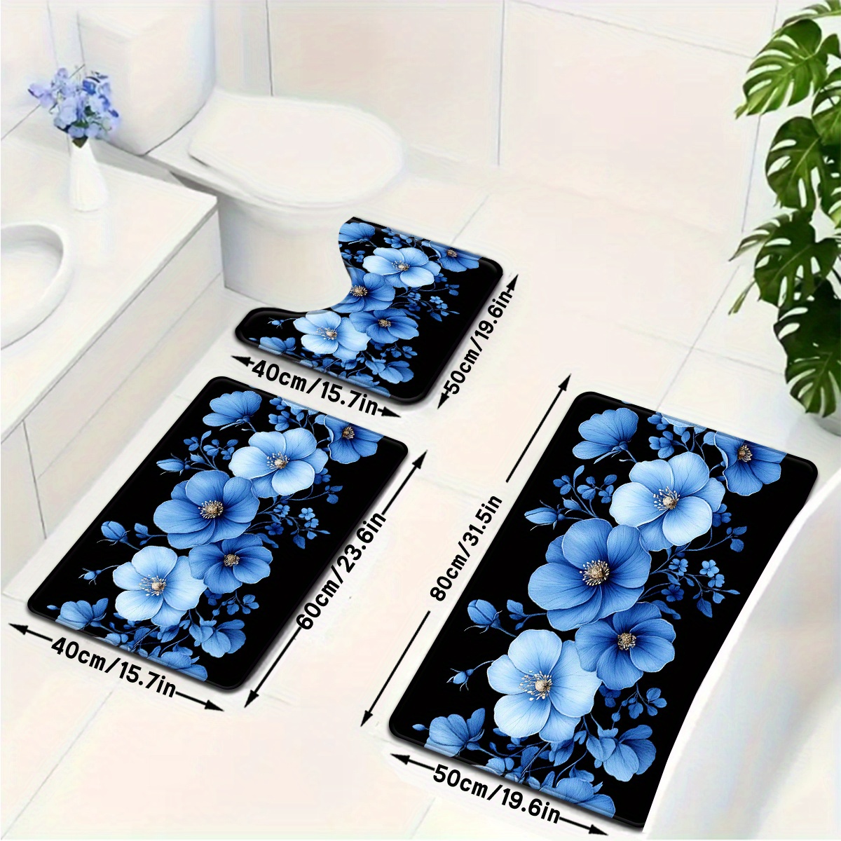 ชุดพรมห้องน้ำลายดอกไม้สีฟ้า ป้ - Home Made Bathroom Vanity บทวิจารณ์และราคา