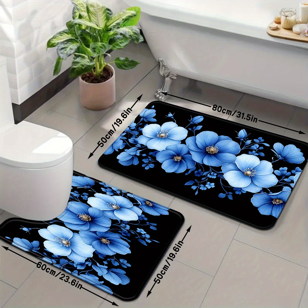 ชุดพรมห้องน้ำลายดอกไม้สีฟ้า ป้ - Home Made Bathroom Vanity บทวิจารณ์และราคา