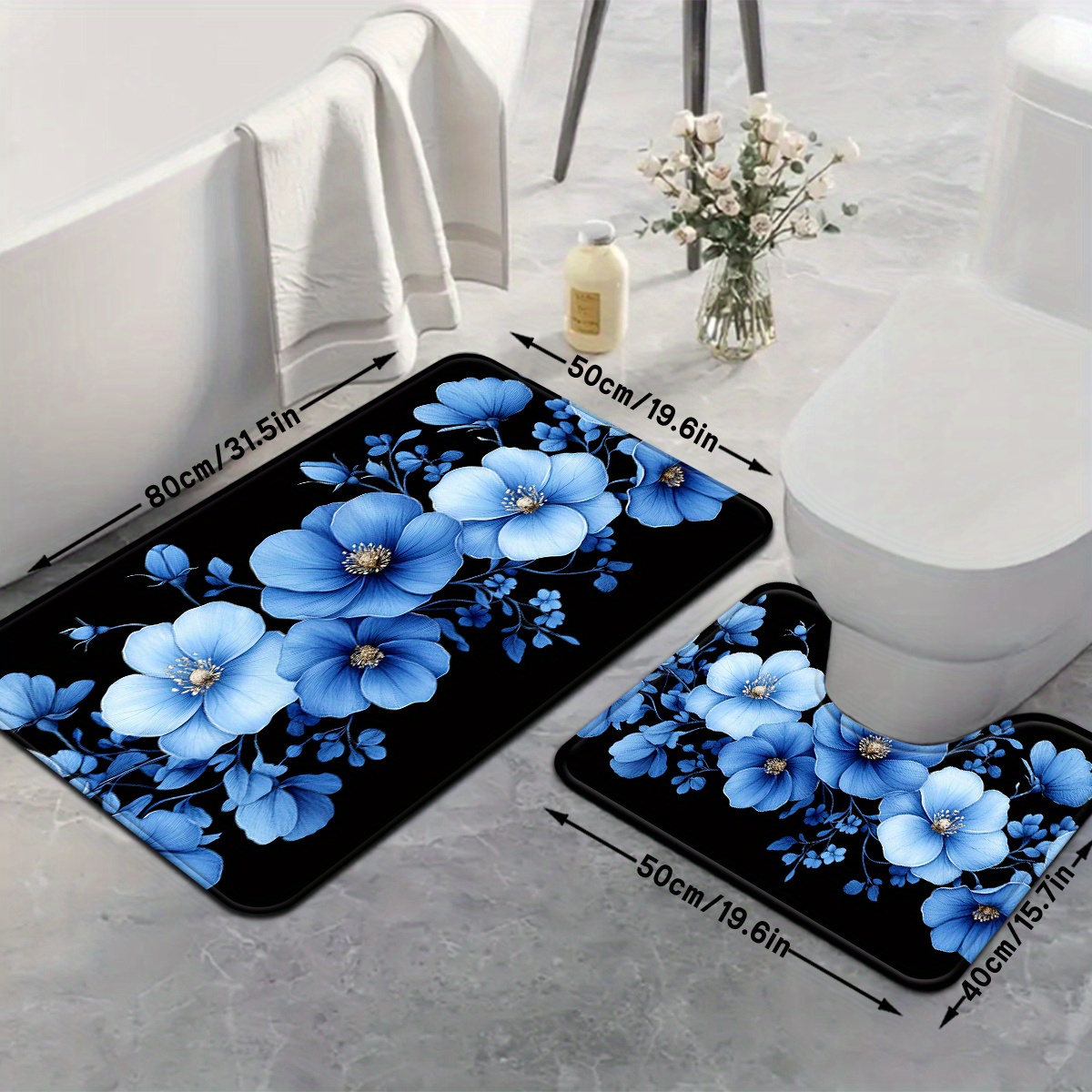 ชุดพรมห้องน้ำลายดอกไม้สีฟ้า ป้ - Home Made Bathroom Vanity บทวิจารณ์และราคา