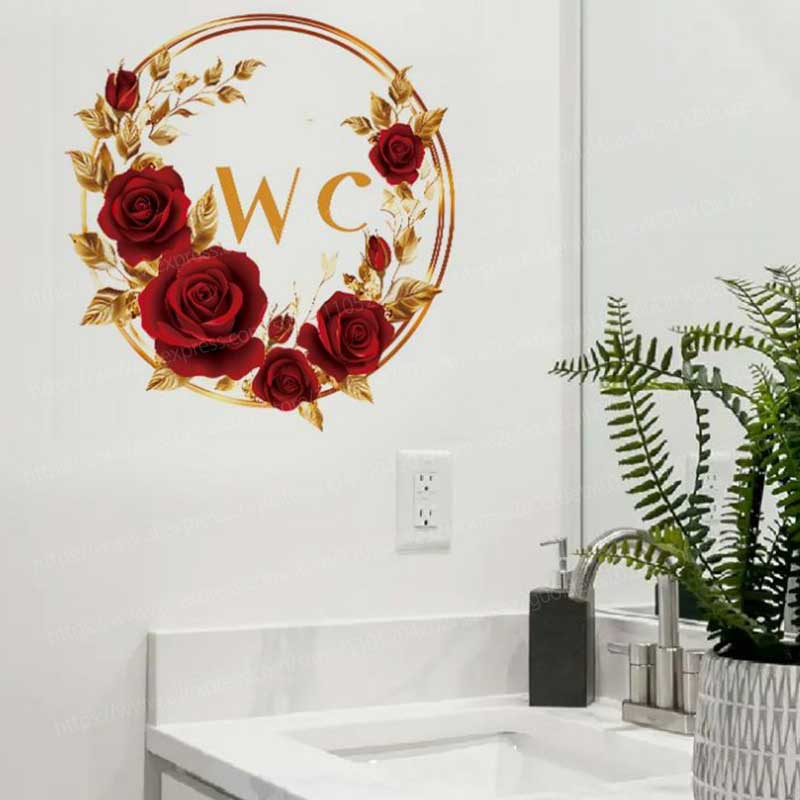 สติ๊กเกอร์ติดผนังลายดอกไม้สีแด - Home Bathroom Tiles Design บทวิจารณ์และราคา