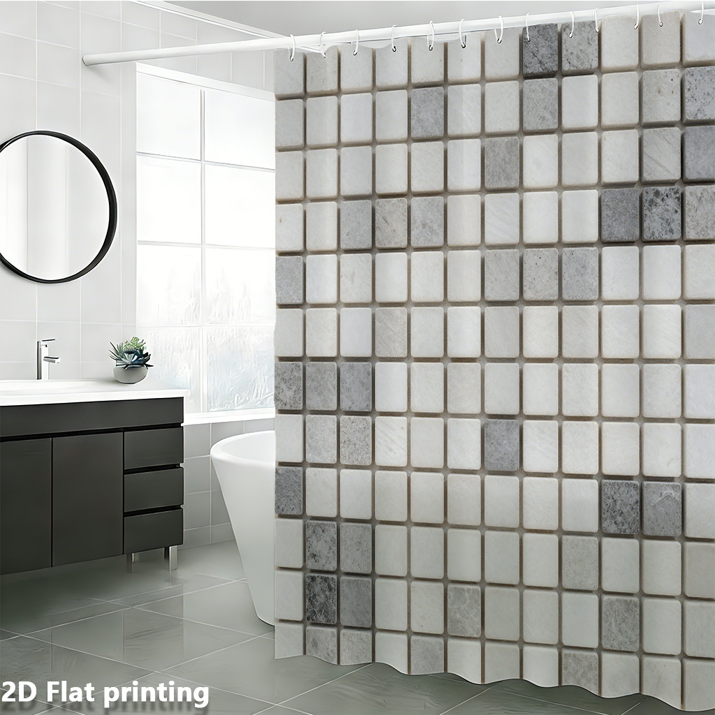 ม่านอาบน้ำพิมพ์ลายกระเบื้องรถไ - Home Bathroom Tiles Design บทวิจารณ์และราคา
