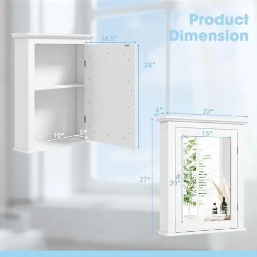 ตู้ยาสีขาวพร้อมกระจก ติดผนัง ป - Bathroom Cabinet Mirror บทวิจารณ์และราคา