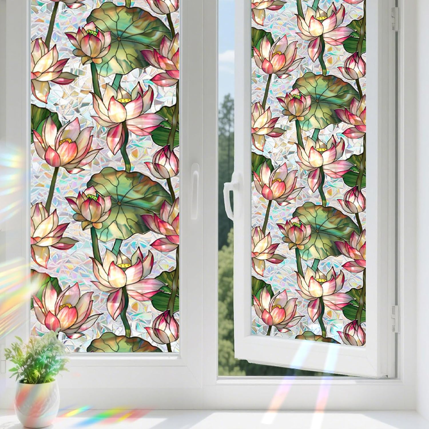ฟิล์มติดกระจกหน้าต่างลายดอกบัว - Home Bathroom Window Tint บทวิจารณ์และราคา