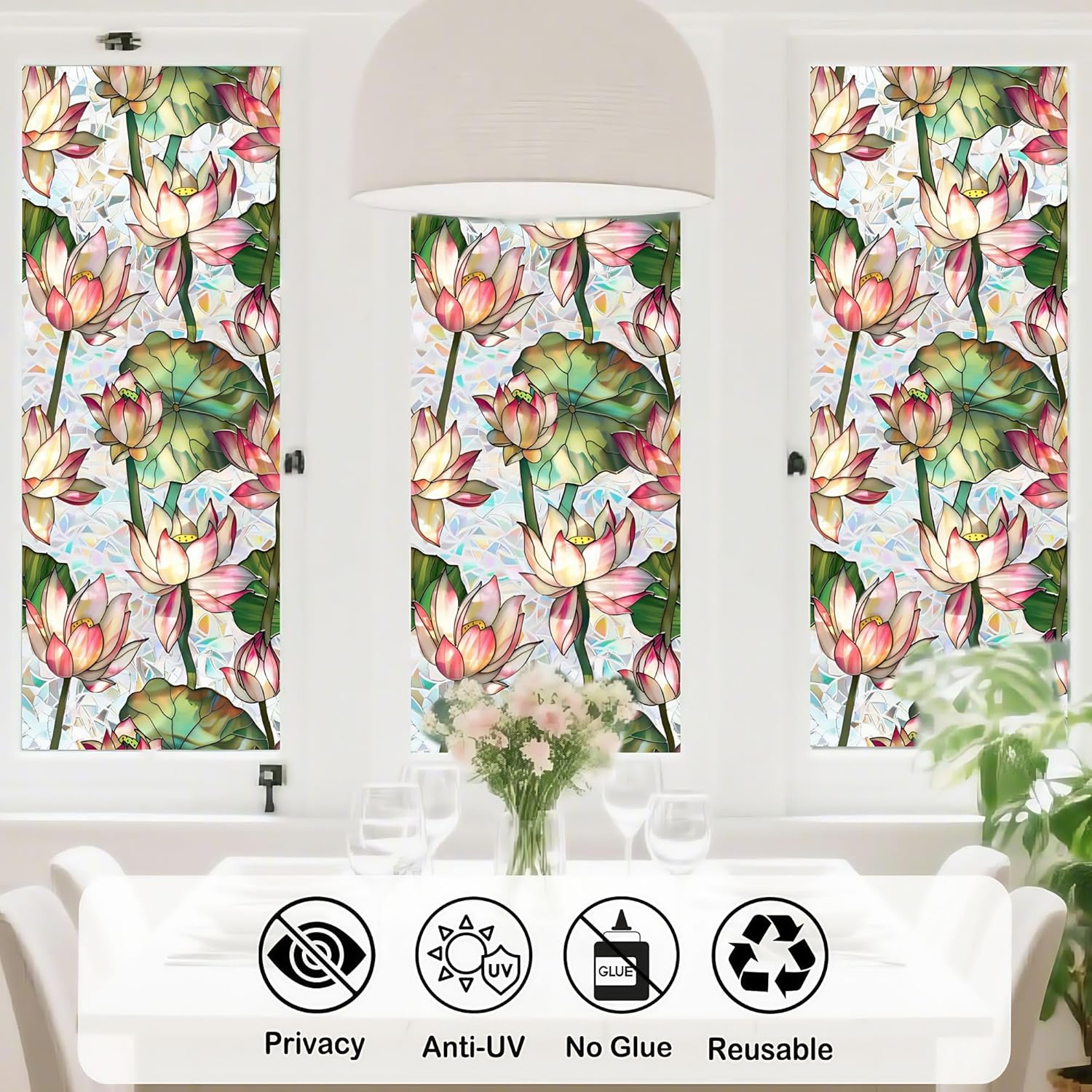 ฟิล์มติดกระจกหน้าต่างลายดอกบัว - Home Bathroom Window Tint บทวิจารณ์และราคา